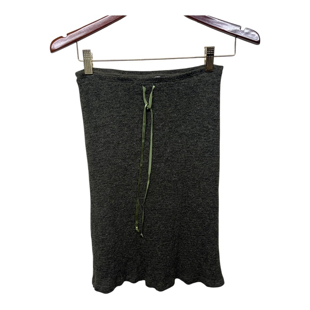 2000s Knitted Midi Skirt Green Small